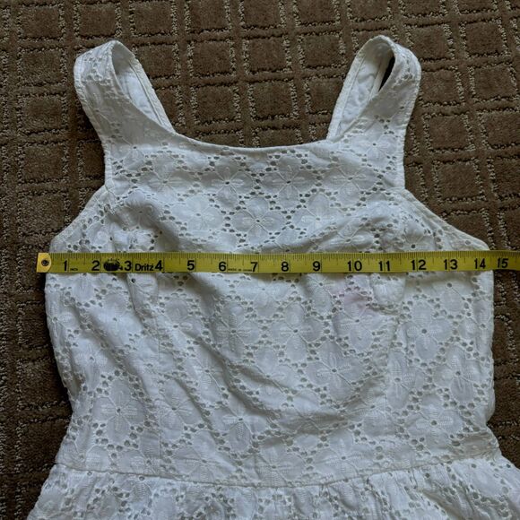 Lilly Pulitzer Eyelet Peplum Tank Top Sz 2 White Resort Feminine Preppy Cotton - Picture 6 of 7